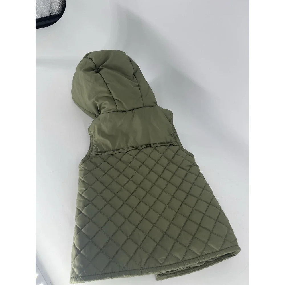 Aspen Kids Hooded Puffer Vest Sherpa Lined Olive Green 18M